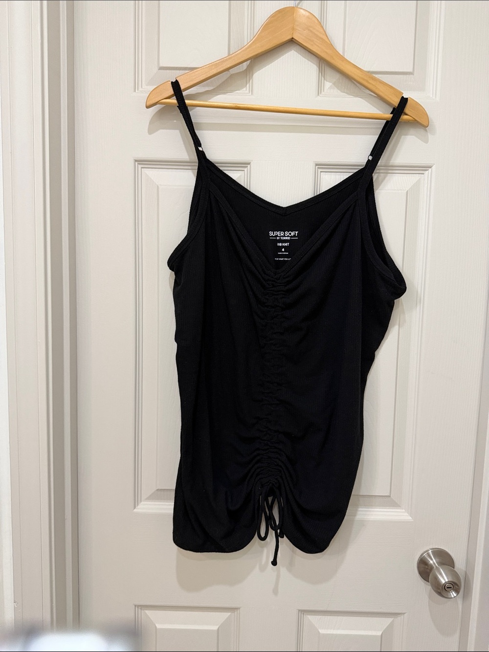 torrid Black Ruched Drawstring Camisole with Adjustable Straps